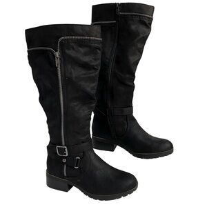 Kohl's NEW Tall Boots Black Women's Winter Buckle Detail Size 6 M